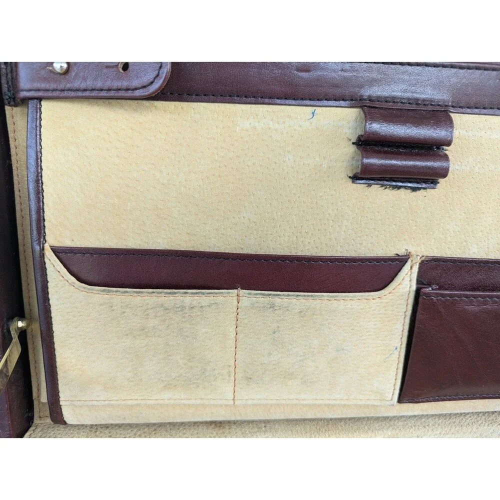 VTG TUMI Leather Attache Briefcase Burgundy Red Combination Lock Organizer Case